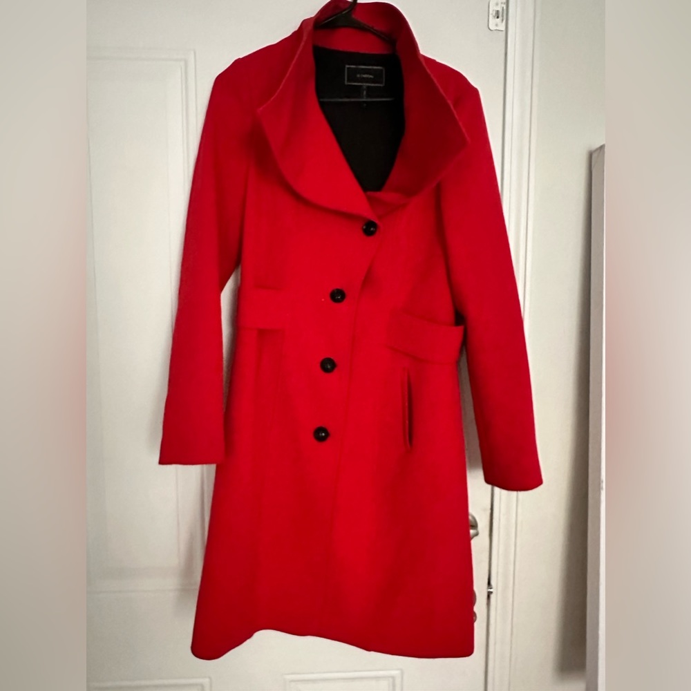 Le Chateau Canadian made, red pea coat